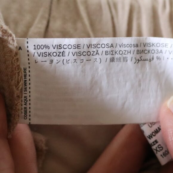 MNG Basics | Slim Tapered Cropped Ankle Drawstring Pants  - Khaki Tan, Size XS - Picture 12 of 13